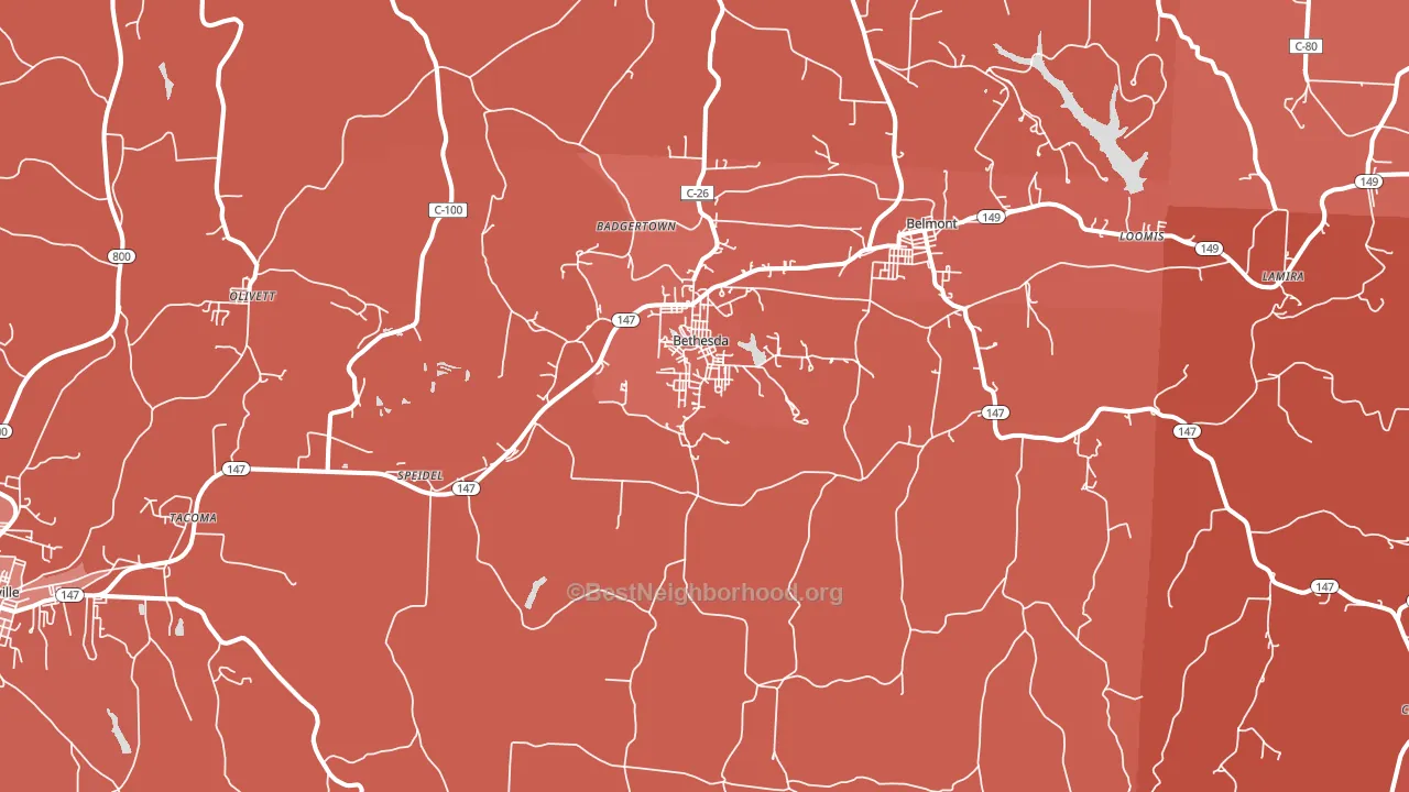 Bethesda, OH block-group political-lean map