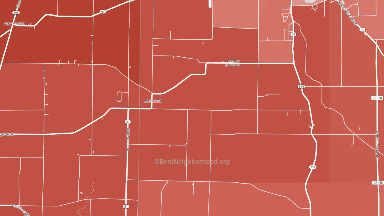 Bethlehem, OH block-group political-lean map