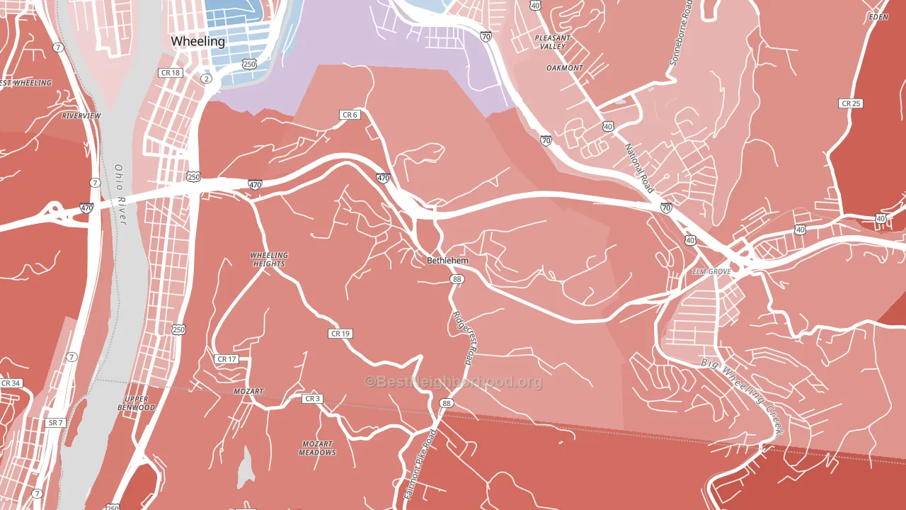 Bethlehem, WV block-group political-lean map