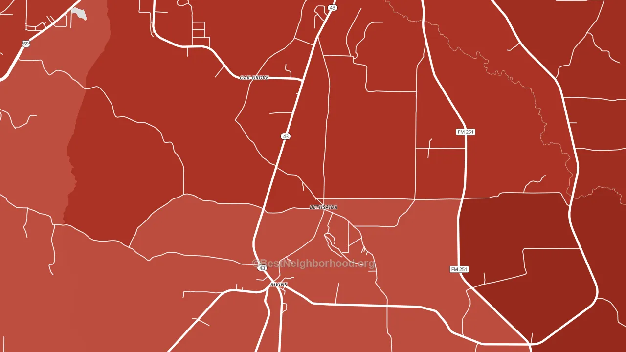 Bethsaida, TX block-group political-lean map