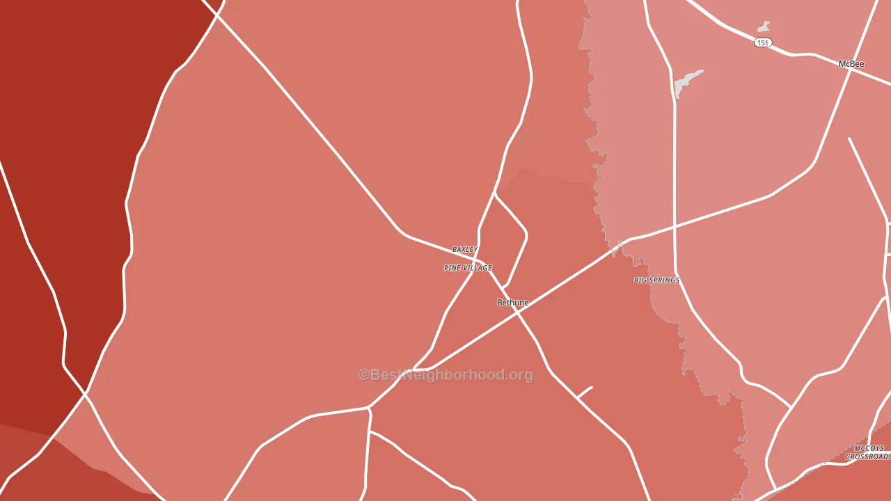 Bethune, SC block-group political-lean map