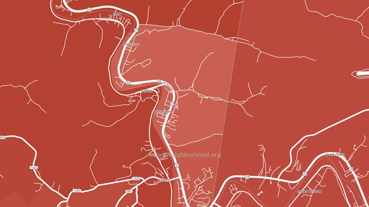 Betsy Layne, KY block-group political-lean map