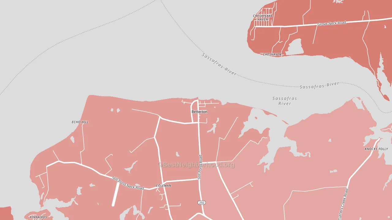 Betterton, MD block-group political-lean map