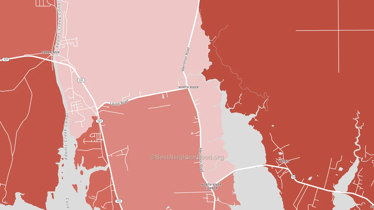 Bettie, NC block-group political-lean map