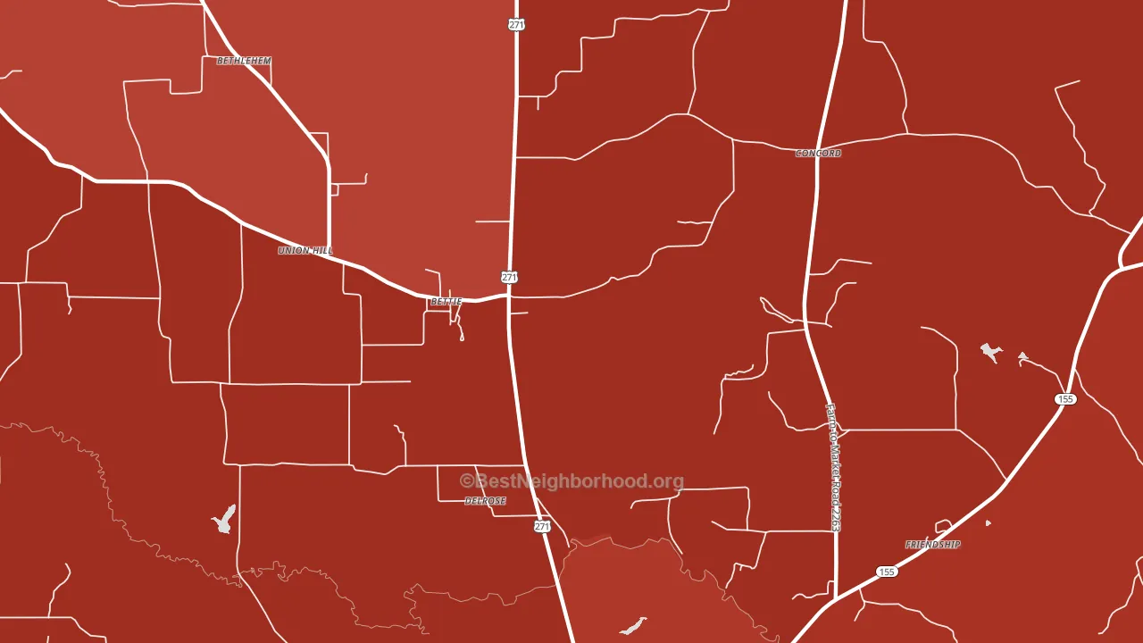 Bettie, TX block-group political-lean map