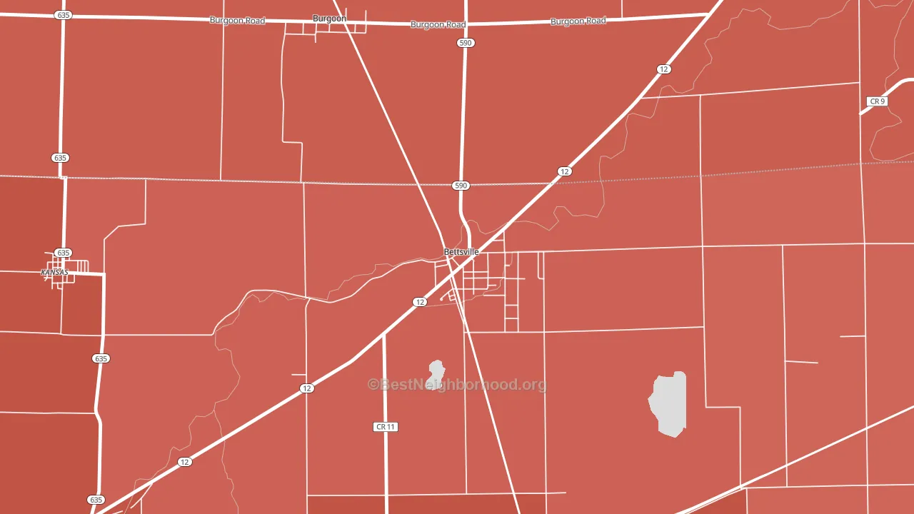 Bettsville, OH block-group political-lean map