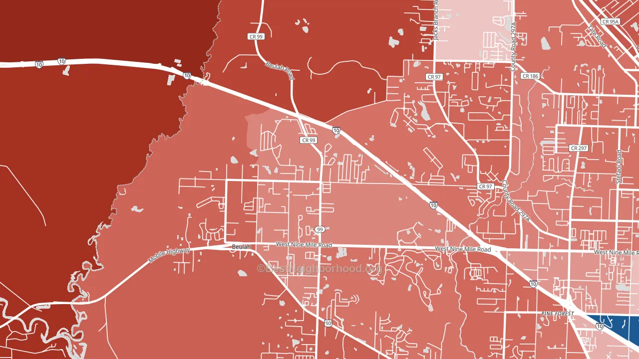 Beulah, FL block-group political-lean map