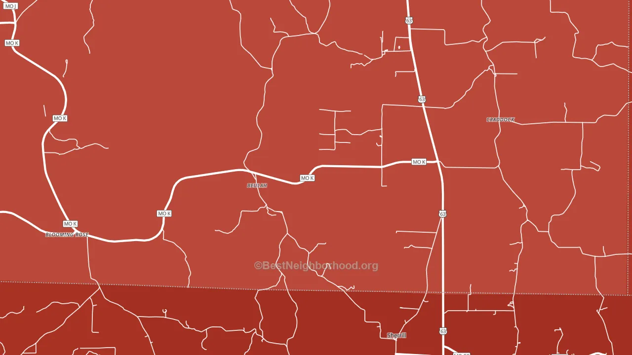 Beulah, MO block-group political-lean map