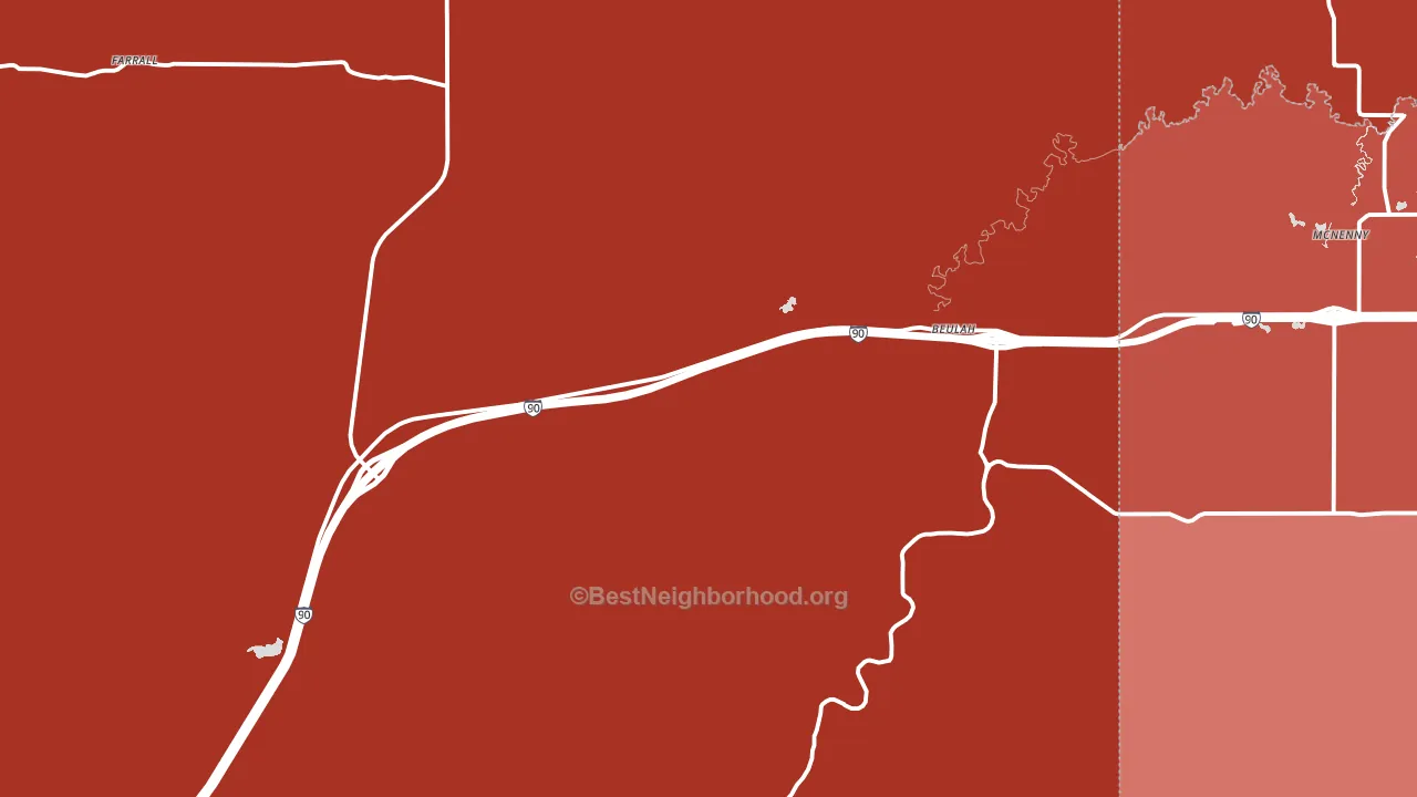 Beulah, WY block-group political-lean map