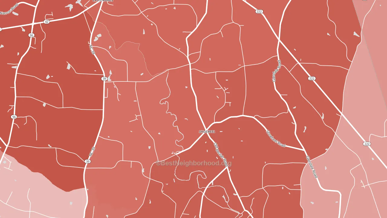 Beulahtown, NC block-group political-lean map