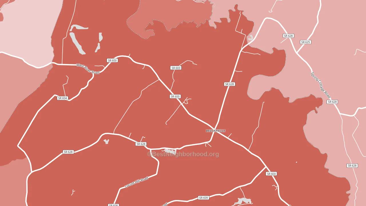 Beulahville, VA block-group political-lean map