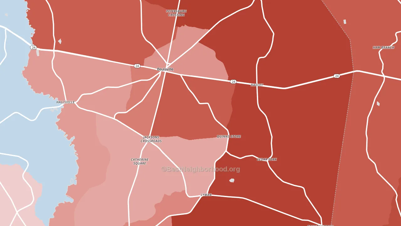 Beulaville, NC block-group political-lean map
