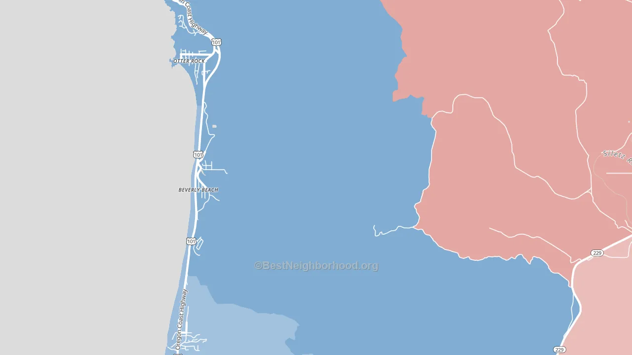 Beverly Beach, OR block-group political-lean map