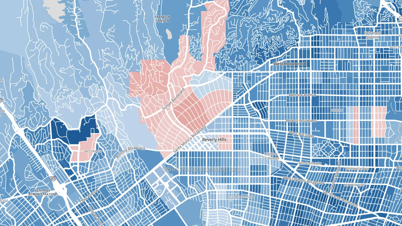Beverly Hills, CA block-group political-lean map