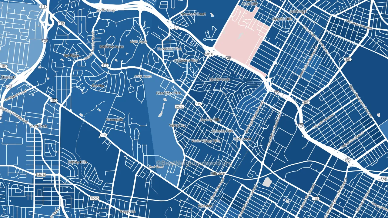 Beverly Hills, MO block-group political-lean map