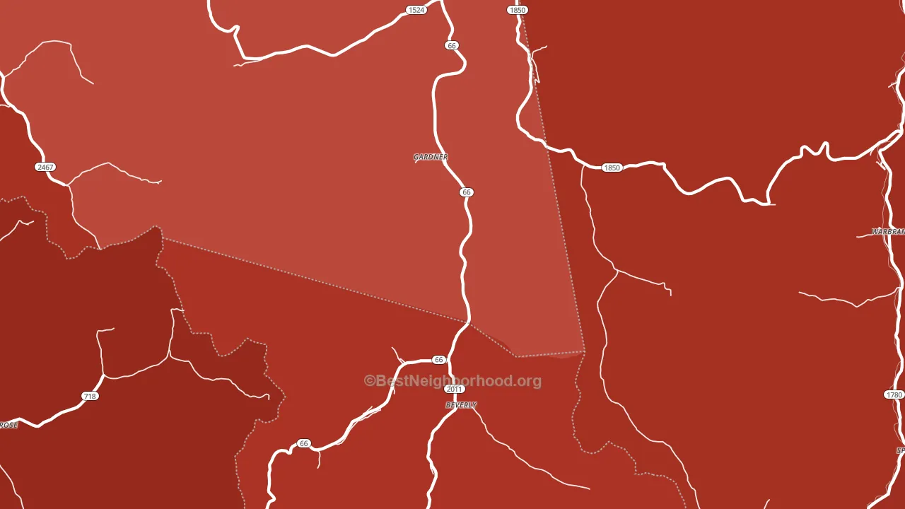 Beverly, KY block-group political-lean map