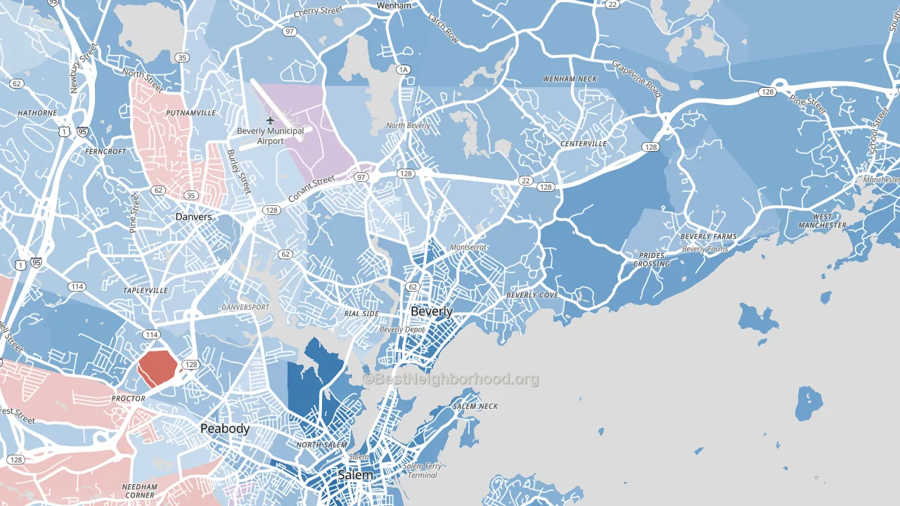 Beverly, MA block-group political-lean map