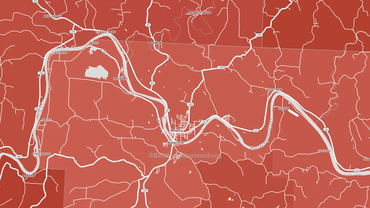 Beverly, OH block-group political-lean map