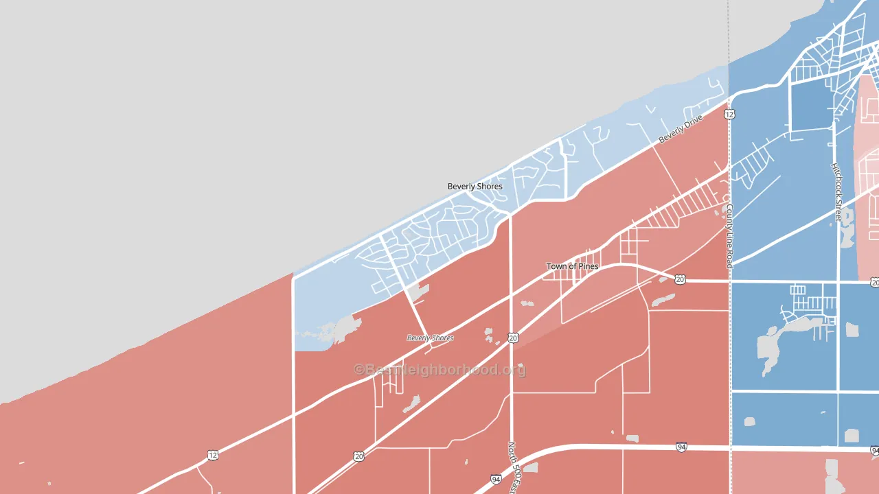 Beverly Shores, IN block-group political-lean map