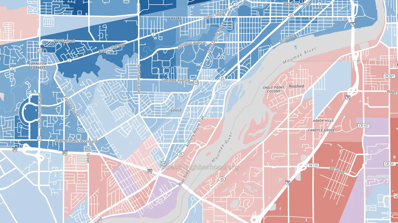 Beverly, Toledo, OH block-group political-lean map