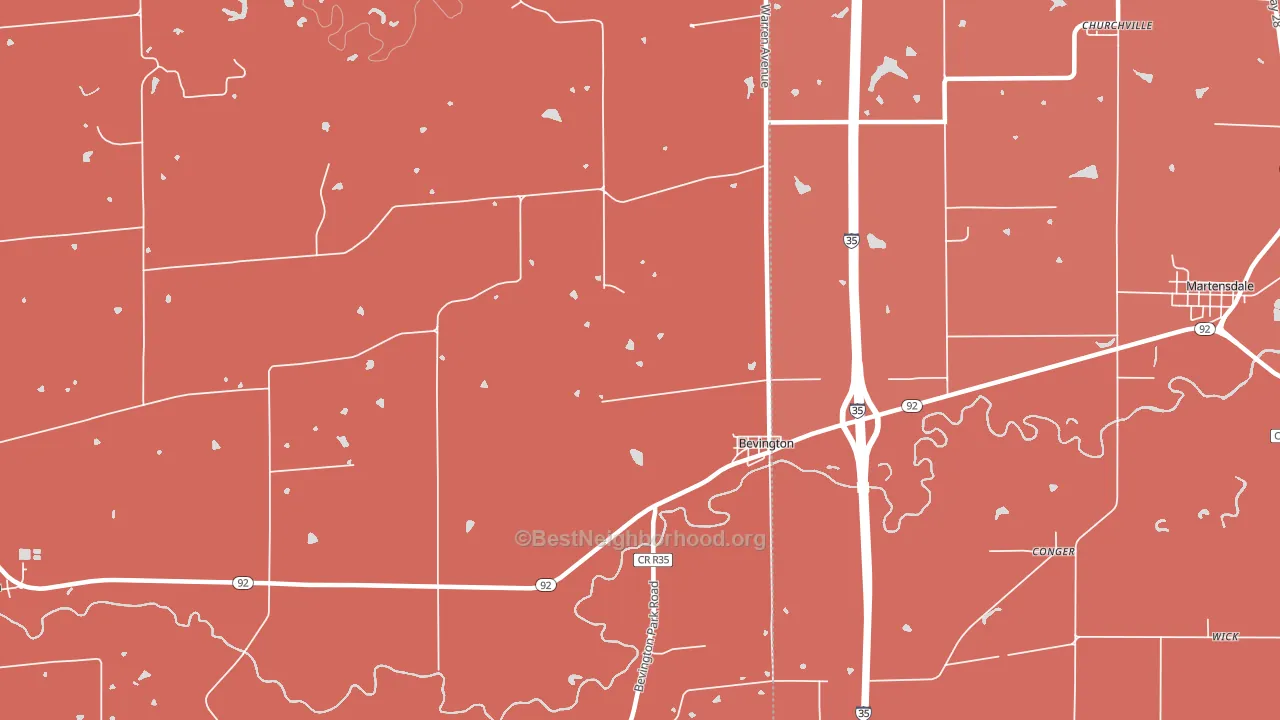 Bevington, IA block-group political-lean map