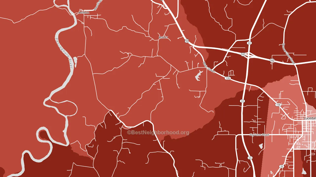 Bexley, MS block-group political-lean map