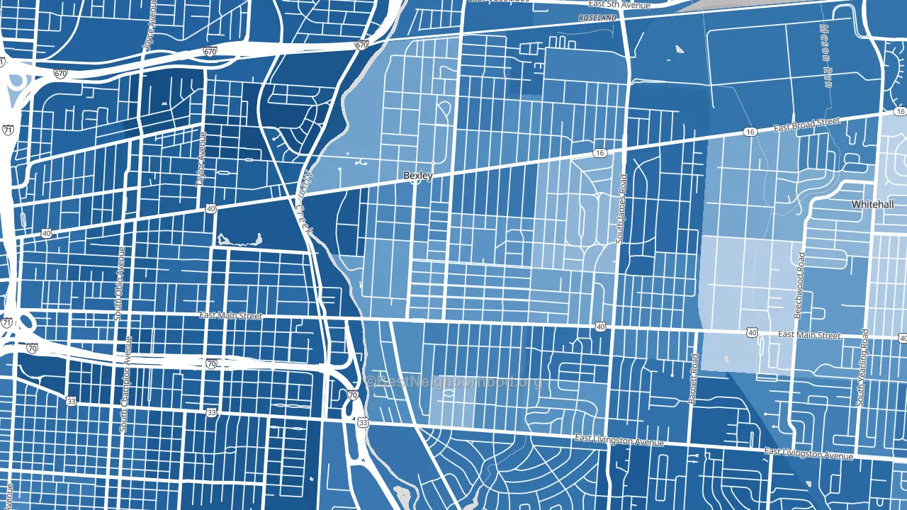 Bexley, OH block-group political-lean map