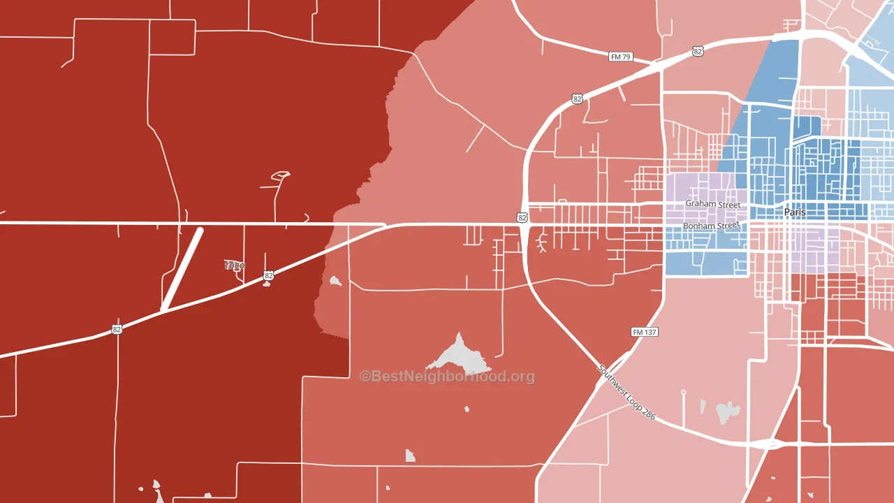 Biardstown, TX block-group political-lean map