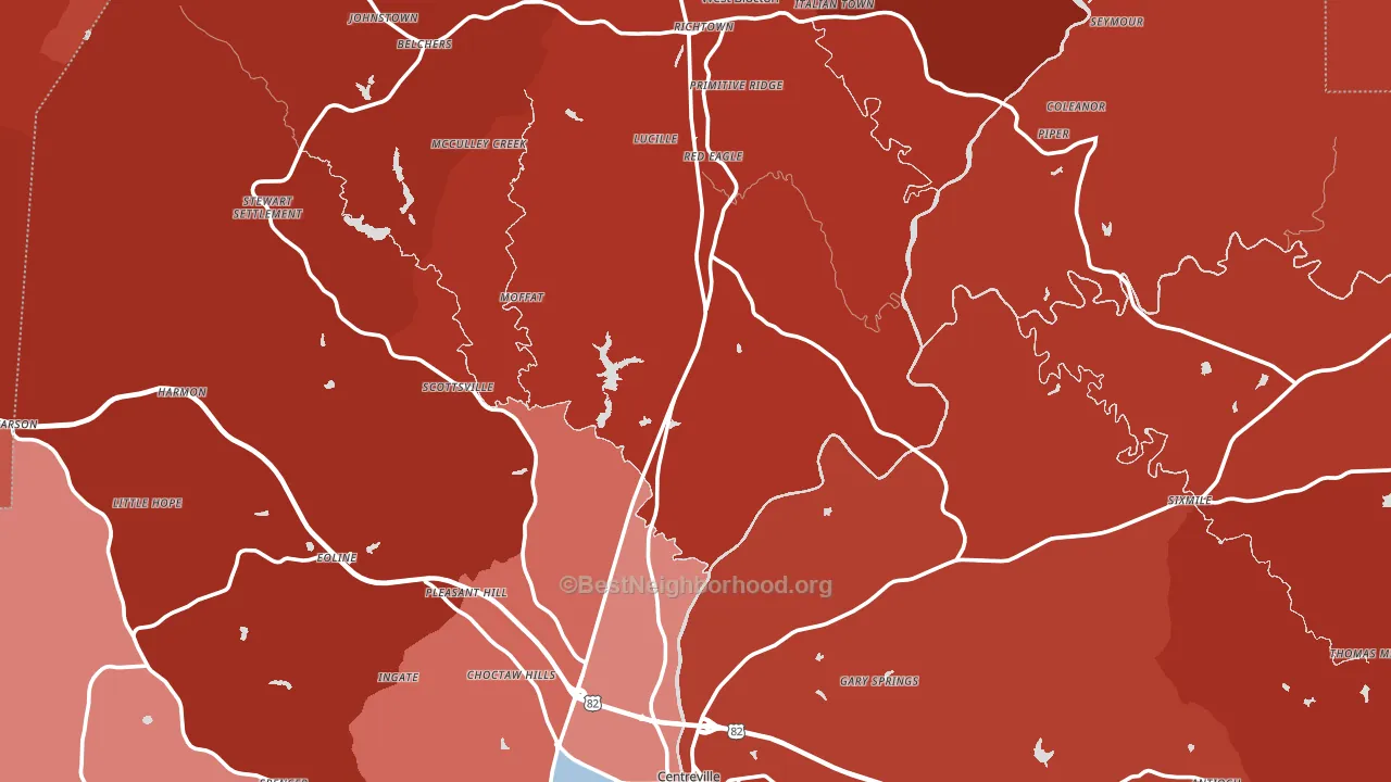 Bibb County, AL block-group political-lean map