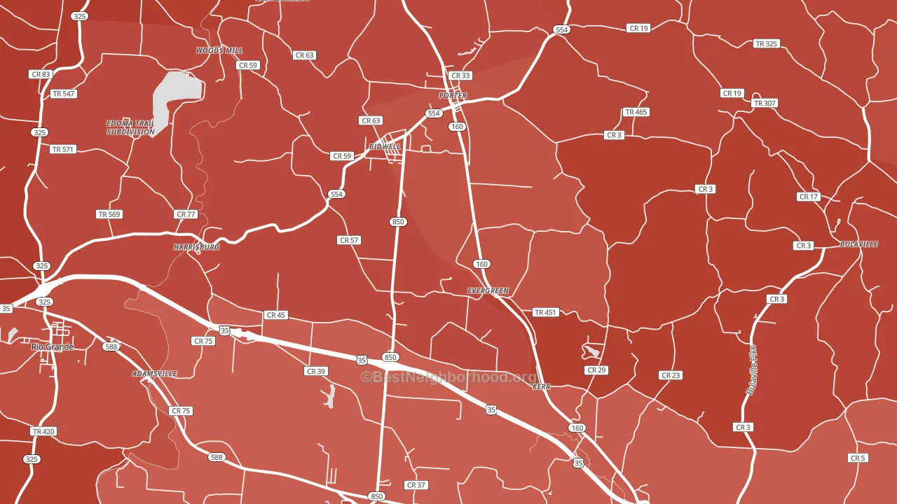 Bidwell, OH block-group political-lean map