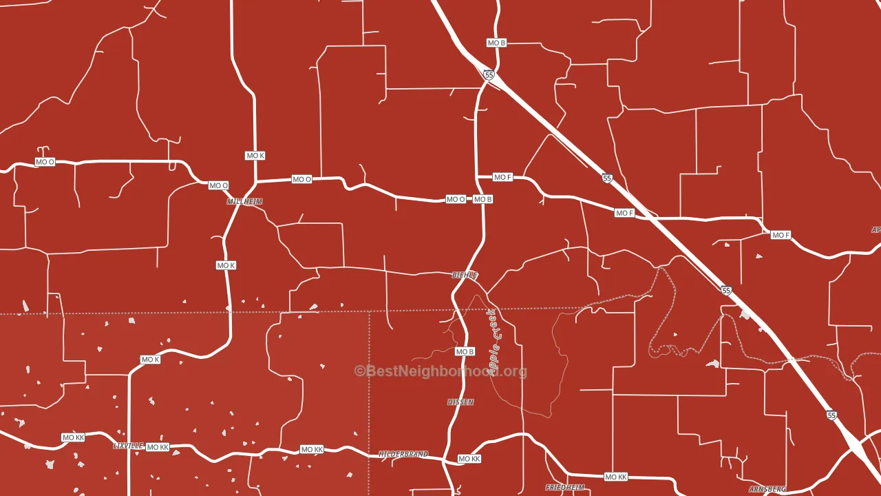 Biehle, MO block-group political-lean map