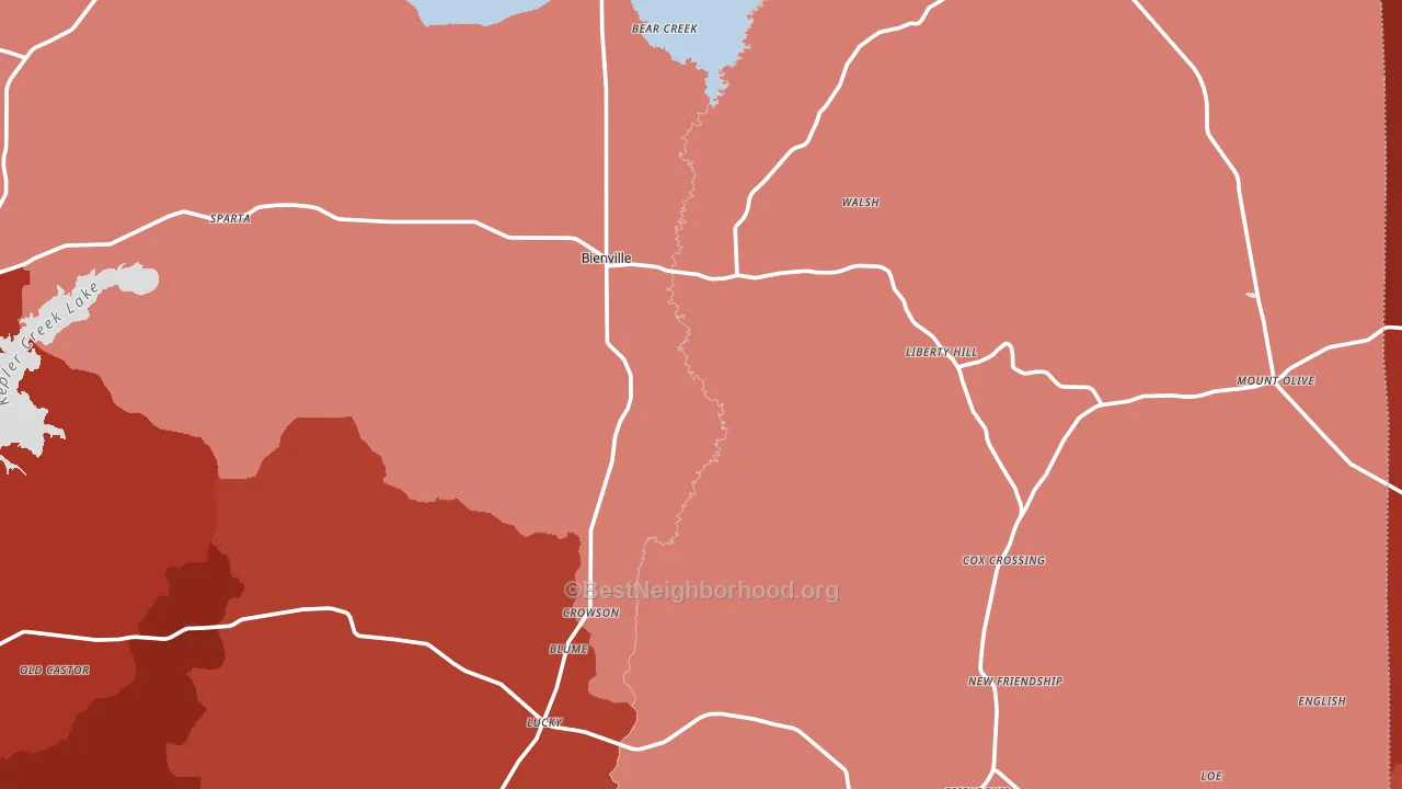 Bienville, LA block-group political-lean map