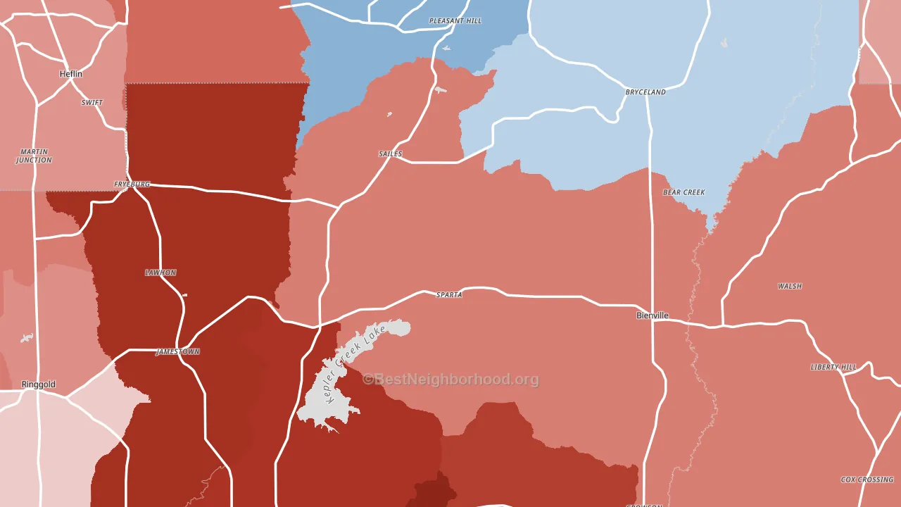 Bienville Parish, LA block-group political-lean map