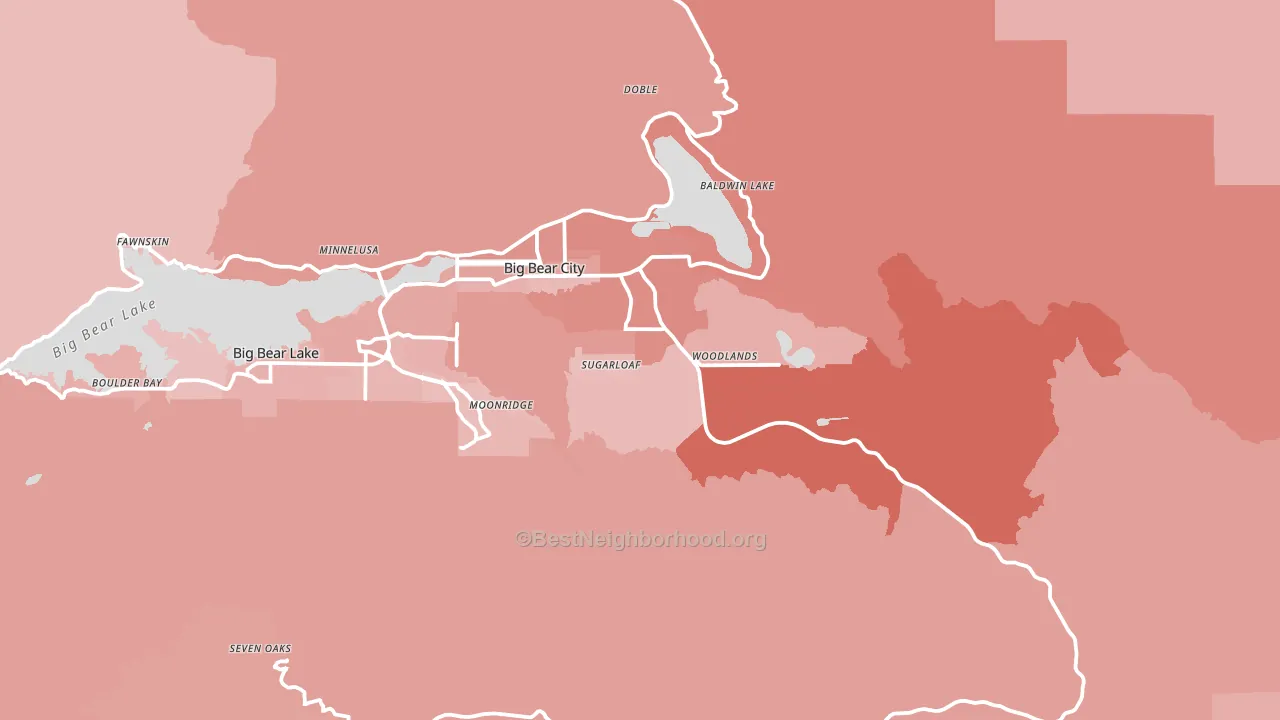 Big Bear, CA block-group political-lean map