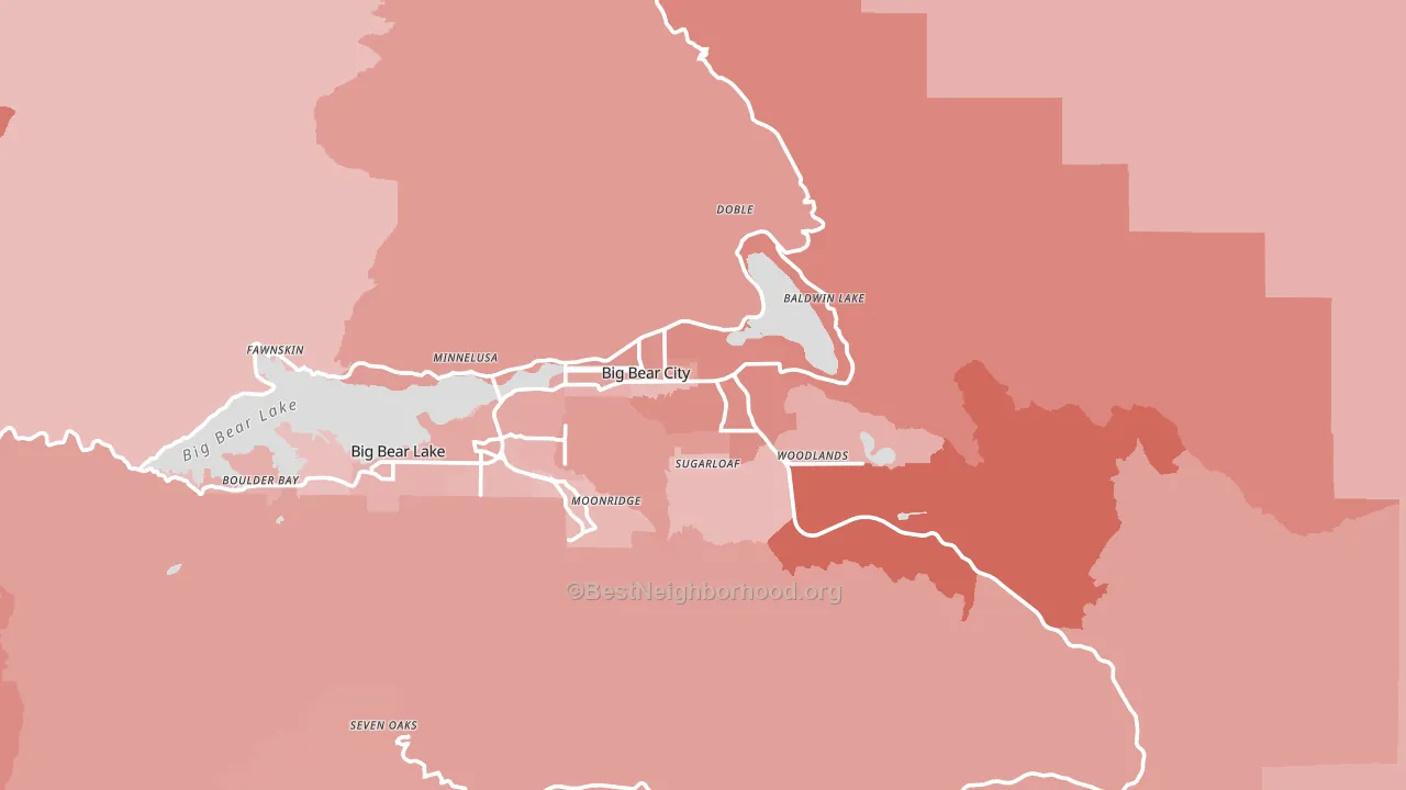 Big Bear City, CA block-group political-lean map