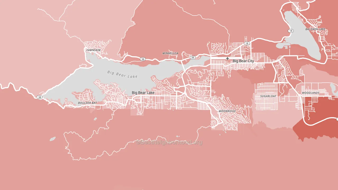Big Bear Lake, CA block-group political-lean map