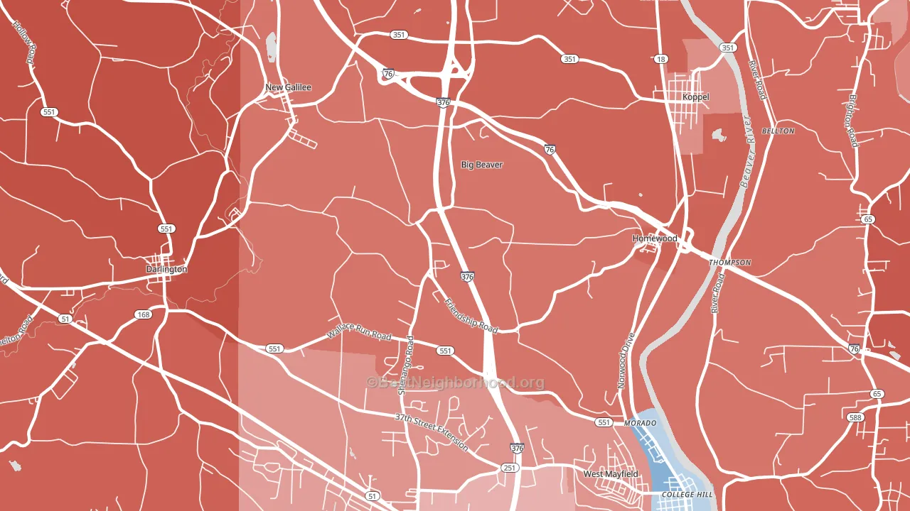 Big Beaver, PA block-group political-lean map