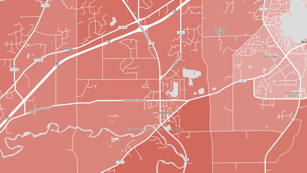 Big Bend, WI block-group political-lean map