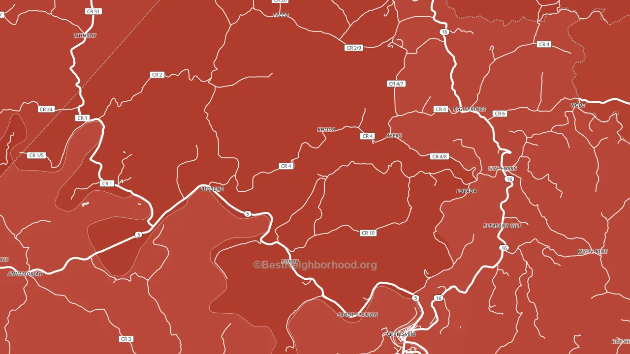 Big Bend, WV block-group political-lean map