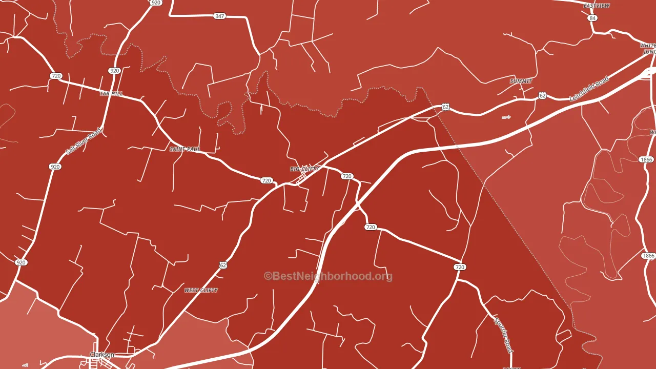 Big Clifty, KY block-group political-lean map