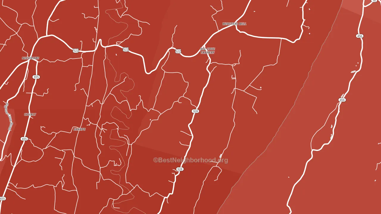 Big Cove Tannery, PA block-group political-lean map