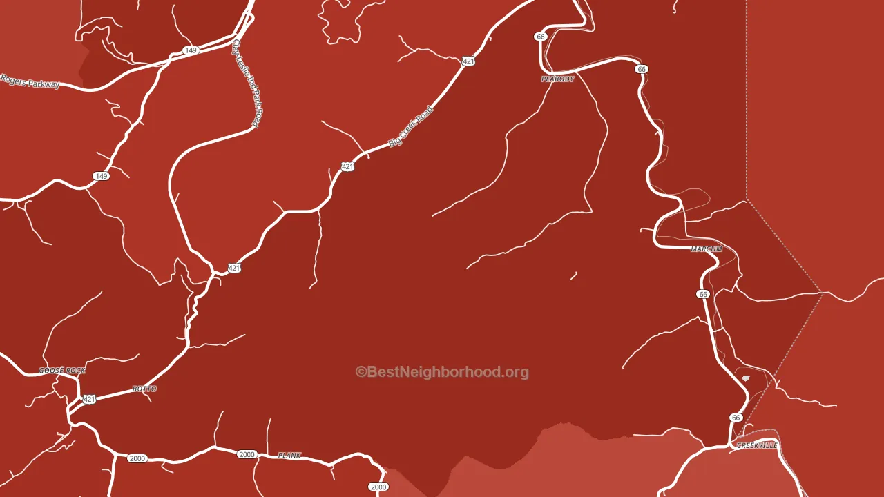 Big Creek, KY block-group political-lean map