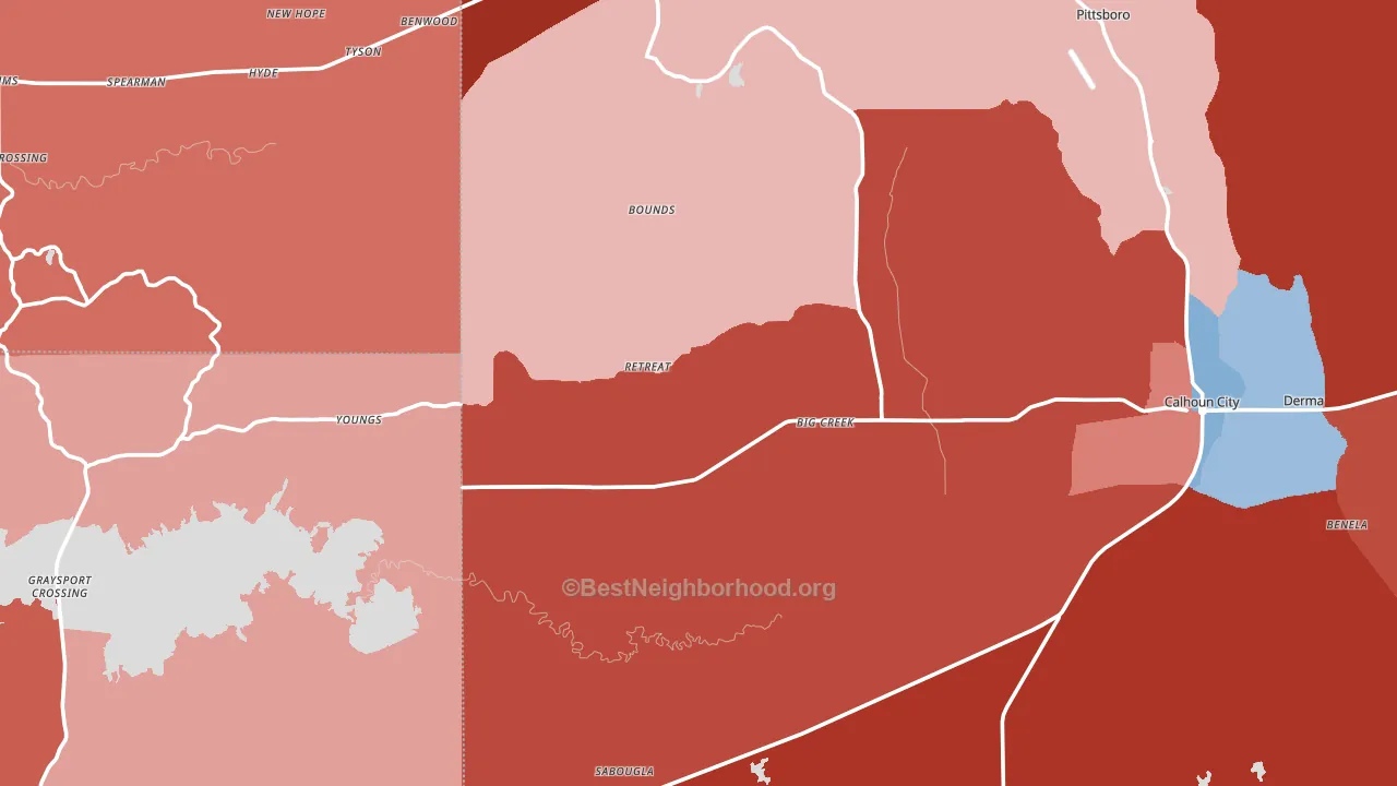 Big Creek, MS block-group political-lean map