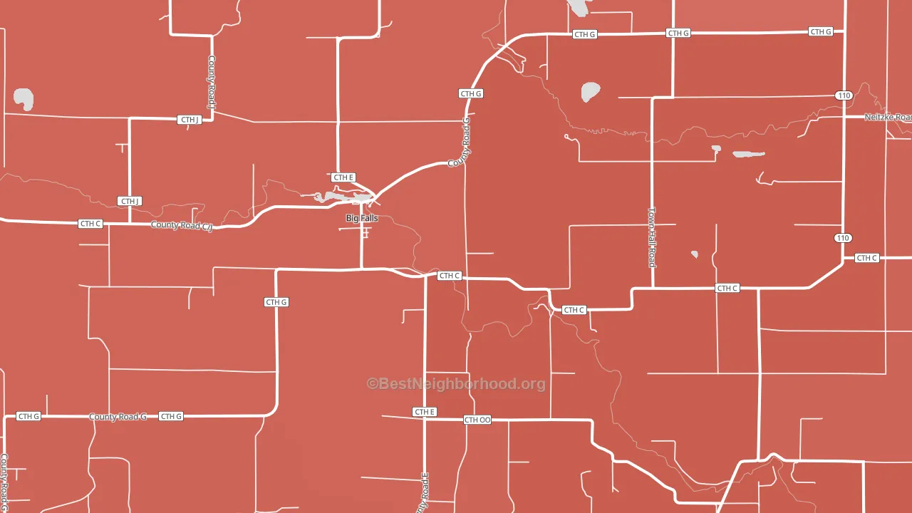 Big Falls, WI block-group political-lean map