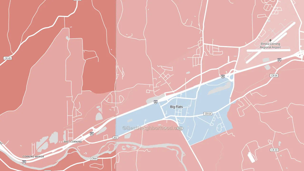 Big Flats, NY block-group political-lean map