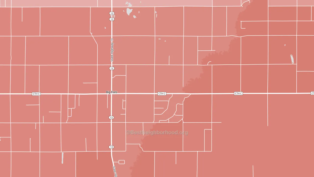 Big Flats, WI block-group political-lean map