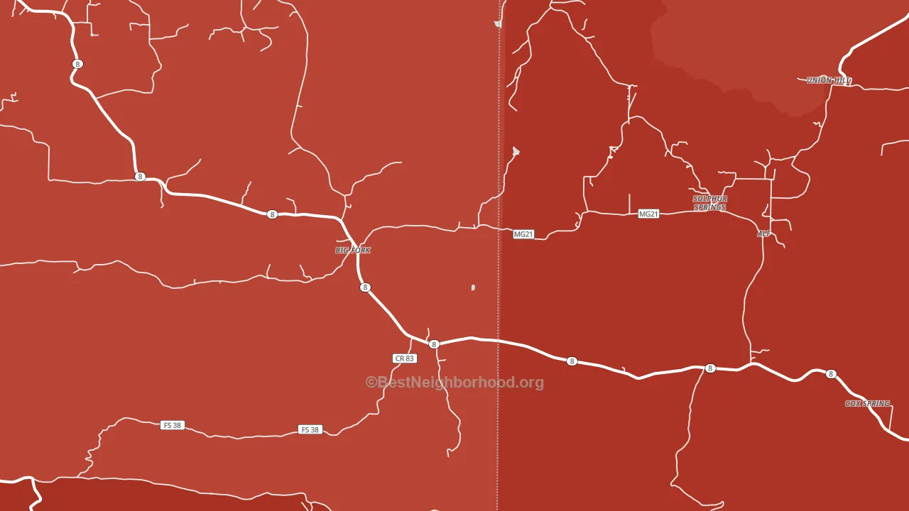 Big Fork, AR block-group political-lean map
