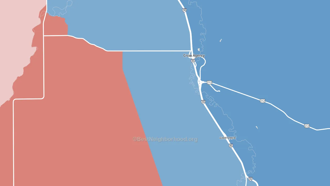 Big Horn County, MT block-group political-lean map