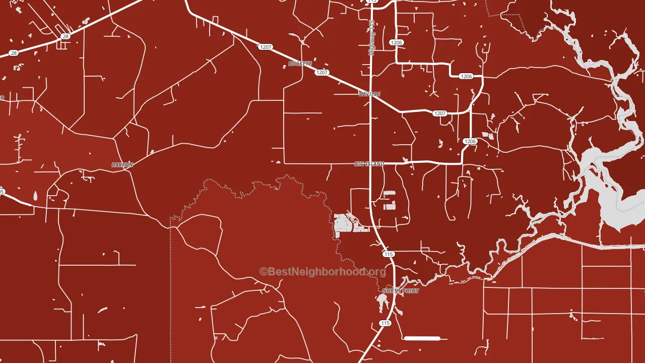 Big Island, LA block-group political-lean map