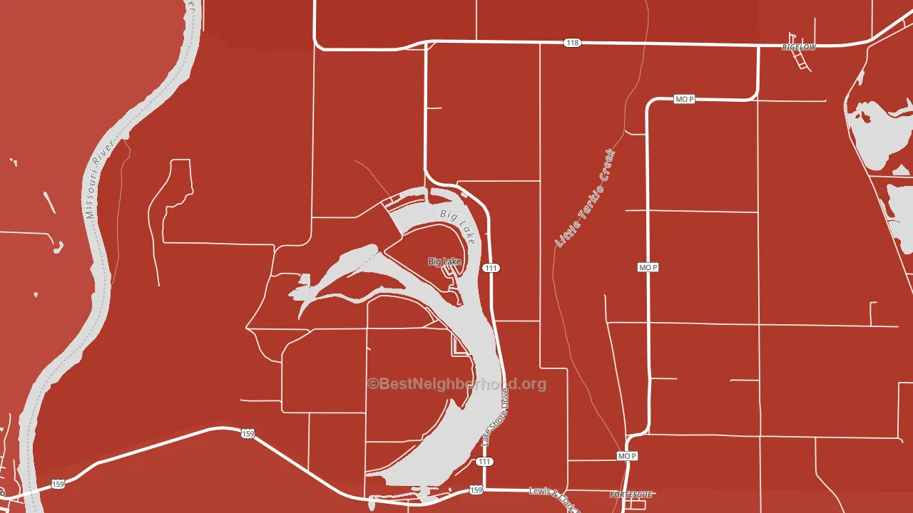 Big Lake, MO block-group political-lean map